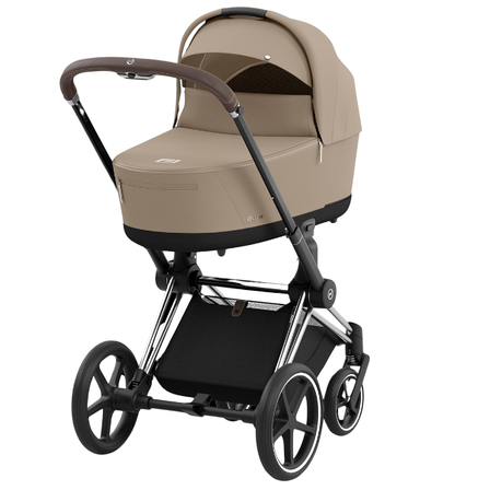 Коляска Cybex Priam 4.0 шасі Chrome Brown + Люлька Cozy Beige, фото 1