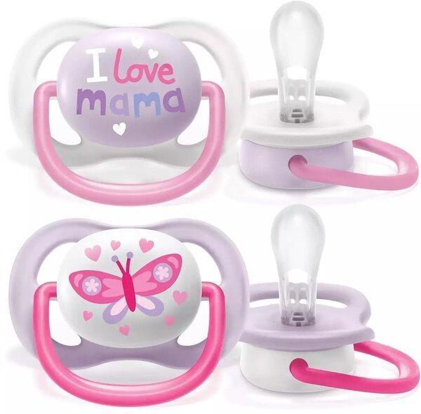 Пустушка ортодонтична Philips Avent ultra air I love для дівчаток з 0-6 місяців (Авент)