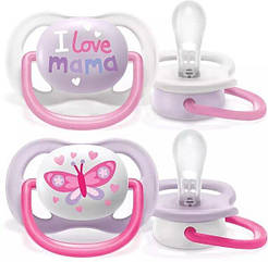 Пустушка ортодонтична Philips Avent ultra air I love для дівчаток з 0-6 місяців (Авент)