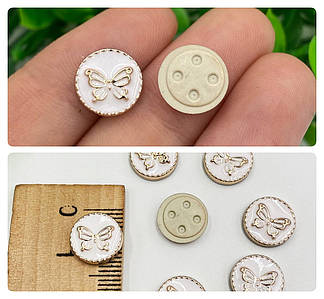 Кабашон "Метелики" / Серединки для бантиків / 1 см / Упаковка - 5 шт / Білий №45