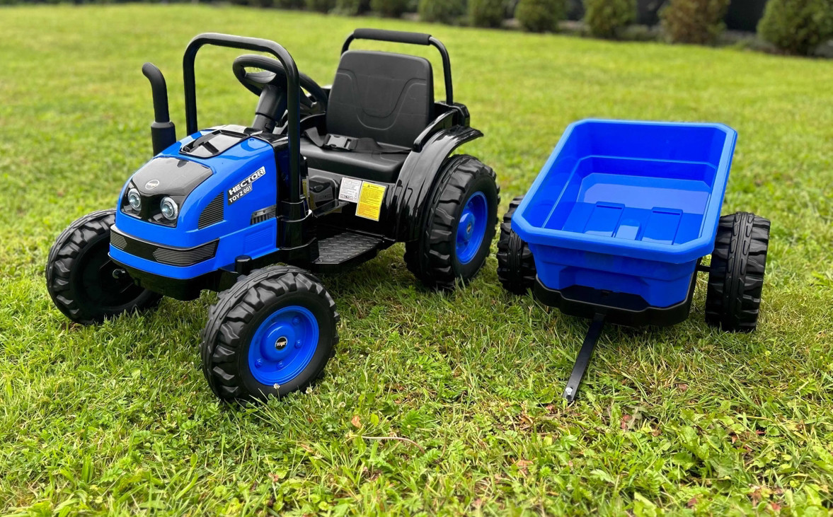 Дитячий трактор - електромобіль з причепом Bambi, синій, фото 1