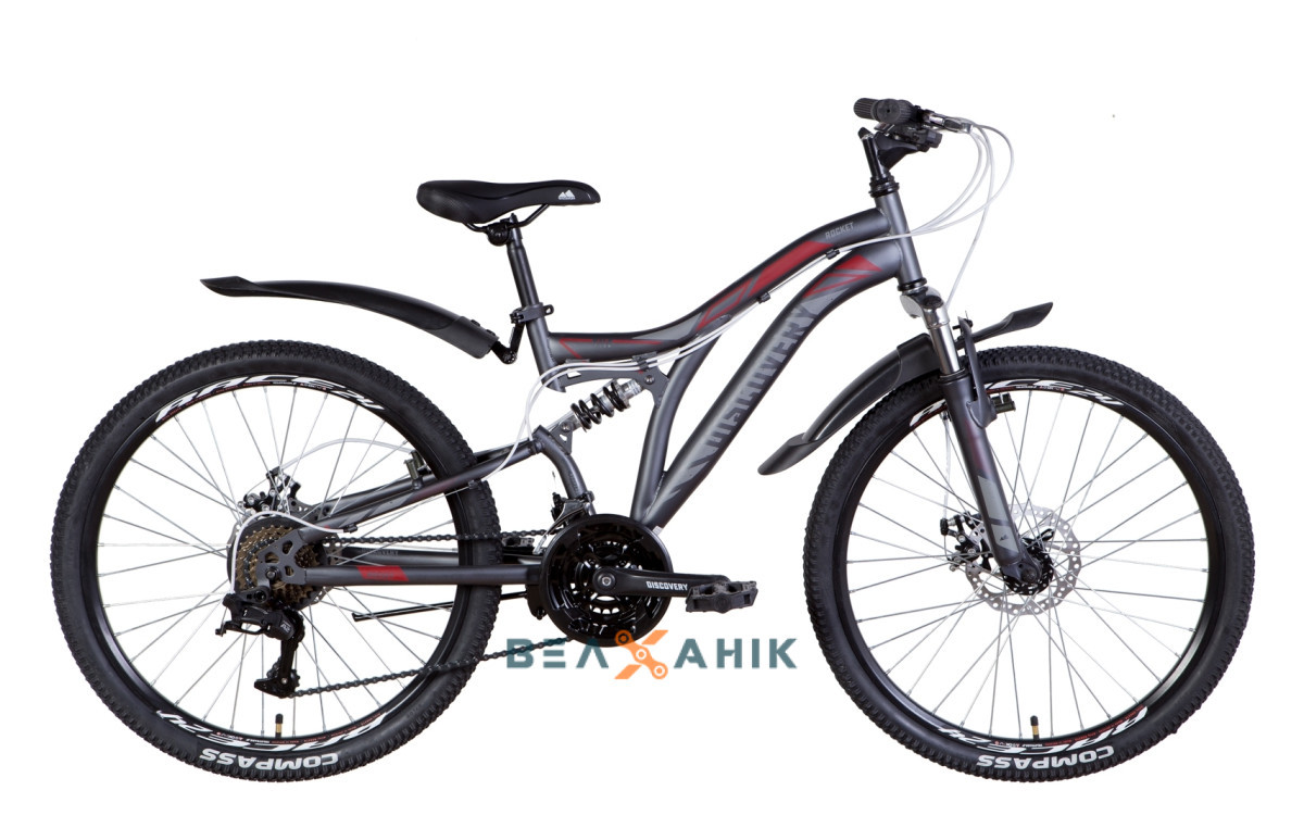 Велосипед 24" Discovery ROCKET AM2 DD (рама 15") темно-сірий з червоним мат