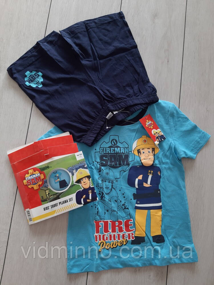 Дитячий костюм комплект піжама для хлопчика Fireman Sam, футболка + шорти, р.110-116 - 4-6 років, фото 1