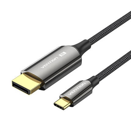 Кабель Type-C-DisplayPort v1.4 Vention Cotton 8K 60Hz 4K 144Hz 0.5m Black (CRFBD), фото 1