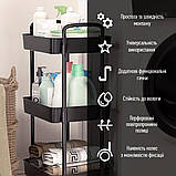 Етажерка мобільна п'ятиярусна універсальна пластикова 41х25х127см Чорна SW-00002109, фото 4