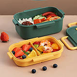 Набір для ланчу, термосумка і ланч бокс на 1000 мл для дітей і дорослих Grill, жовтий, фото 6