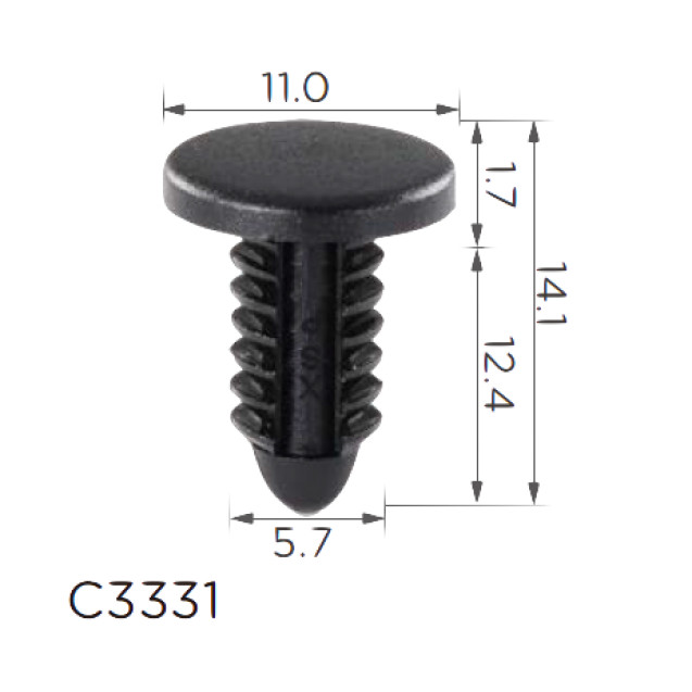 Кліпса для обшиття багажник крило Mercedes A0029973386 (C3331), фото 1