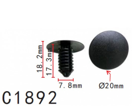 Кліпса для обшиття моторний відсік W, Skoda, Seat, Audi (N90911301, 10043) (C1892), фото 1