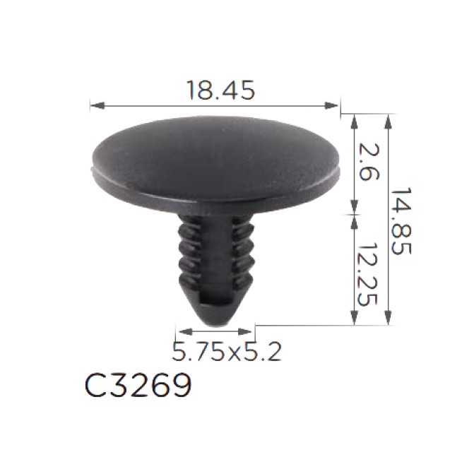 Кліпса для обшиття салону, даху, капота Bmw, Citroen, Peugeot (52208133466, 52-20-8-133-466) (C3269), фото 1
