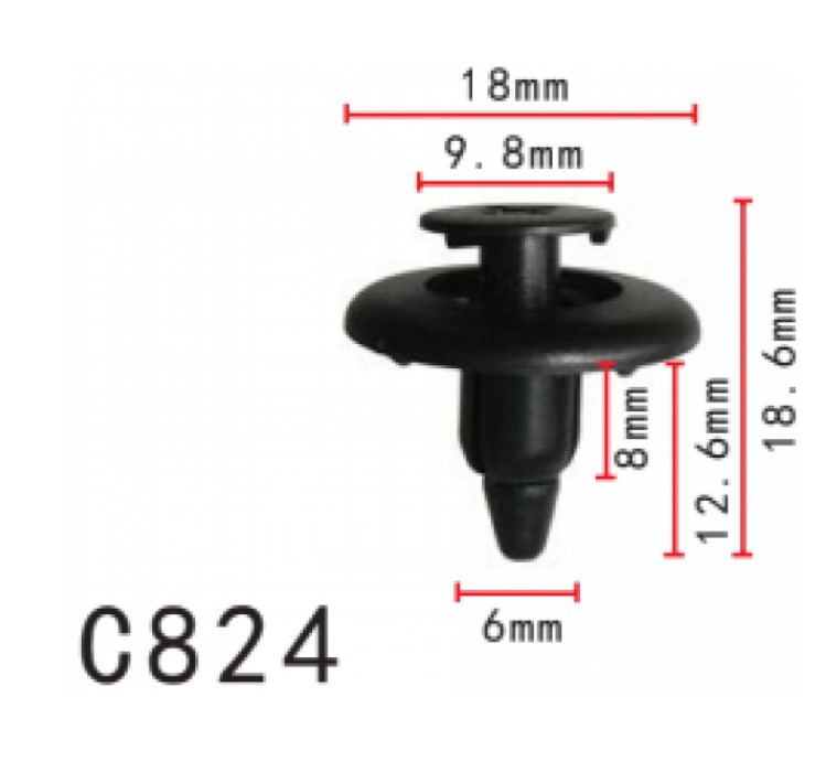 Кліпса розпірні Toyota (9046706150C0, 9046706150, 90467-06150-C0, 90467-06150) (C824), фото 1