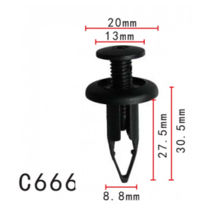 Кліпси розпірні Toyota (9046709127, 90467-09127, 9046709189, 90467-09189, 11155) (C666), фото 1