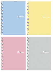 Блокнот А6 80 арк спіраль клітинка пластик обкл Genius 6805 Асорті