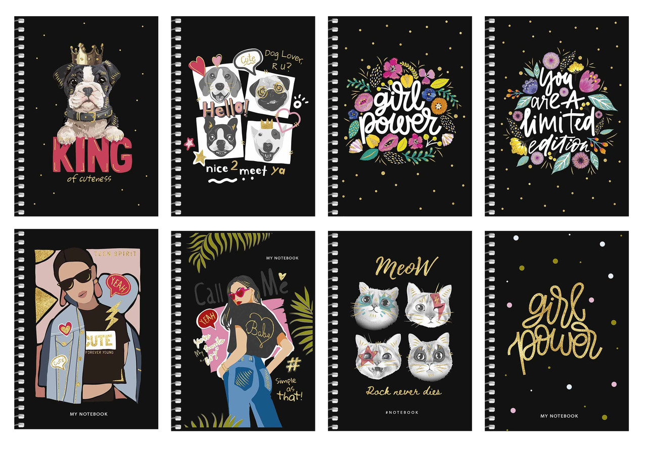 Блокнот А6 80 арк спіраль клітинка тисн фольгою STUDENT 6087 Асорті, фото 1