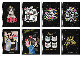 Блокнот А6 80 арк спіраль клітинка тисн фольгою STUDENT 6087 Асорті