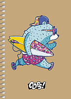 Блокнот А6 80 арк спіраль клітинка крафт обкл крем блок STUDENT 6121 Асорті, фото 3