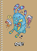 Блокнот А6 80 арк спіраль клітинка крафт обкл крем блок STUDENT 6121 Асорті, фото 4