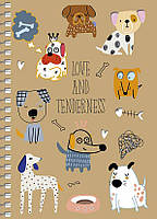 Блокнот А6 80 арк спіраль клітинка крафт обкл крем блок STUDENT 6121 Асорті, фото 6