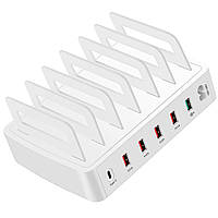Мультизарядна док-станція з органайзером Addap MCS-866T, 40W, на 6 USB портів