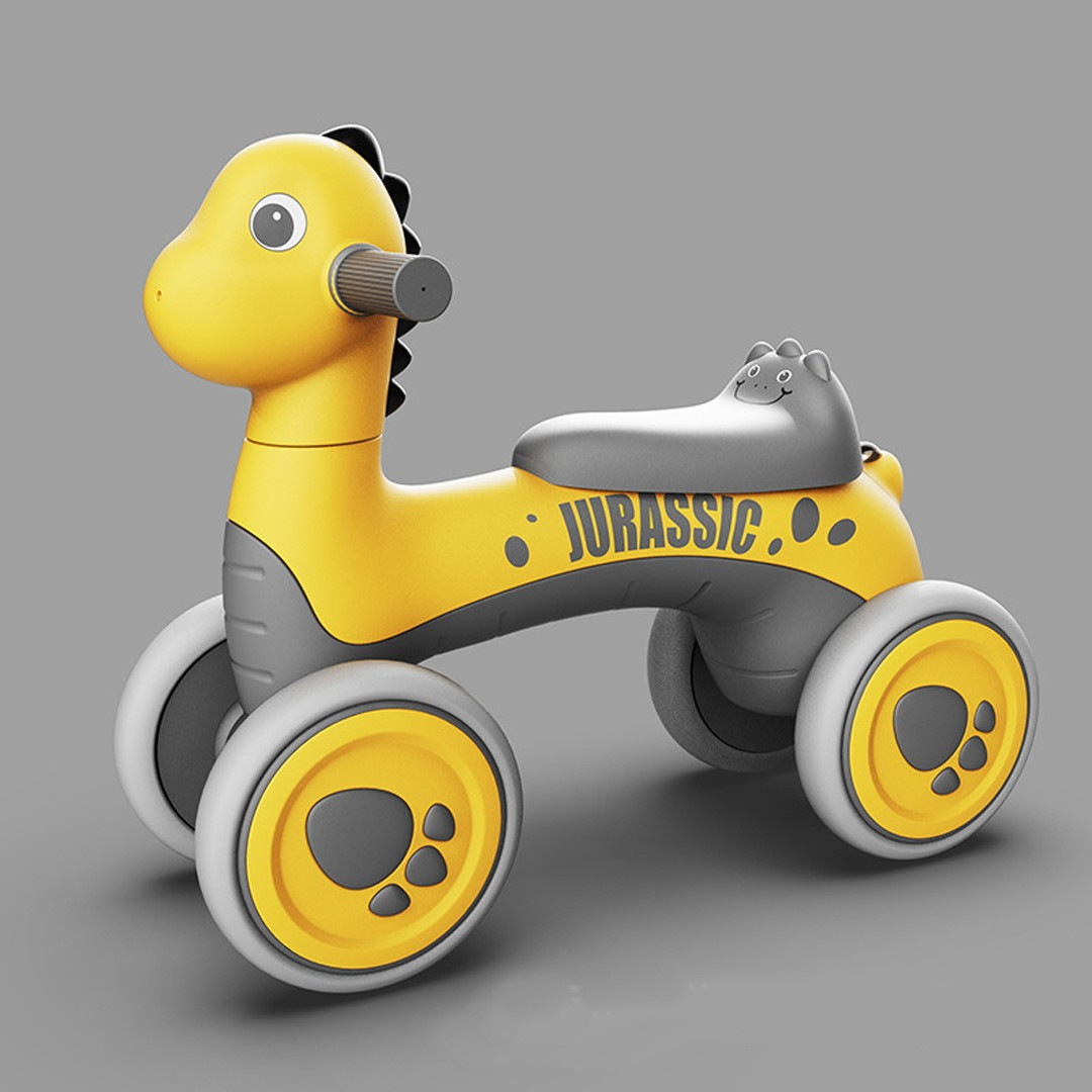 Дитяча каталка-толокар Динозаврик M 5853E з підсвіткою й музикою Жовтий, фото 1