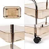 Етажерка мобільна триярусна універсальна з акрилу та металу бежева 40*28,5*70см SW-00002111, фото 5