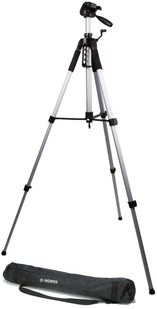 Штатив Konus Tripod-6 | Універсальний трисекційний алюмінієвий трипод з 3D головкою, висота від 65 до 178 см, 2 бульбашкові рівні
