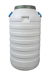 Бочка пластикова харчова біла висока бідон 60 л широка горловина для молока та води