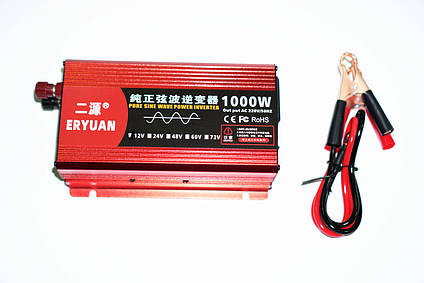 Інвертор перетворювач 12-220V 1000W з чистою синусоїдою підходить для газового котла, фото 1