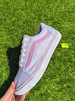 СКИДКА 38 р Білі тканинні кеди VANS white/Pink з рожевою смугою жіночі текстильні весна-літа, фото 5