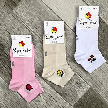 Шкарпетки жіночі бавовна сітка короткі Super Socks, арт 002, асорті 093-2, розмір 36-40, 002