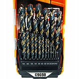 Набір свердел по металу RICHMANN 1 ÷ 13 мм, 25шт. кут 135° (C9698), фото 2