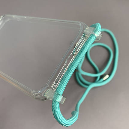 Чехол для Apple iPhone 11 прозрачный чехол с цветным шнурком на телефон айфон 11 бирюзовый q4f, фото 3