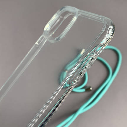 Чехол для Apple iPhone 11 прозрачный чехол с цветным шнурком на телефон айфон 11 бирюзовый q4f, фото 2