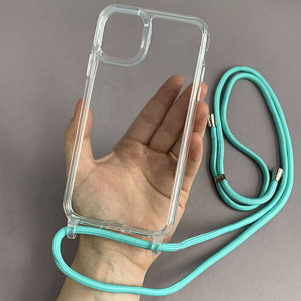 Чехол для Apple iPhone 11 прозрачный чехол с цветным шнурком на телефон айфон 11 бирюзовый q4f, фото 1