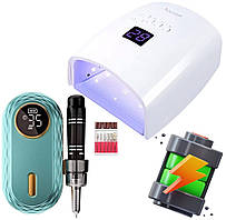 Сучасний акумуляторний набір 2в1 для манікюру та педикюру: лампа S10 + фрезер JF-603, RD-56