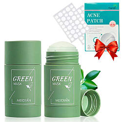 Очищувальна маска-стік для обличчя + Подарунок Пластирі від акне та прищів Acne Patch / Тверда маска для чищення шкіри