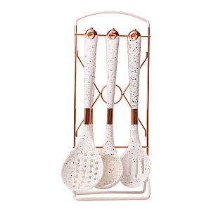 Набір кухонного приладдя 6 штук на підставці Граніт білий