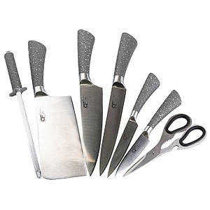 Набір кухонних ножів на підставці 8 штук Сірий граніт