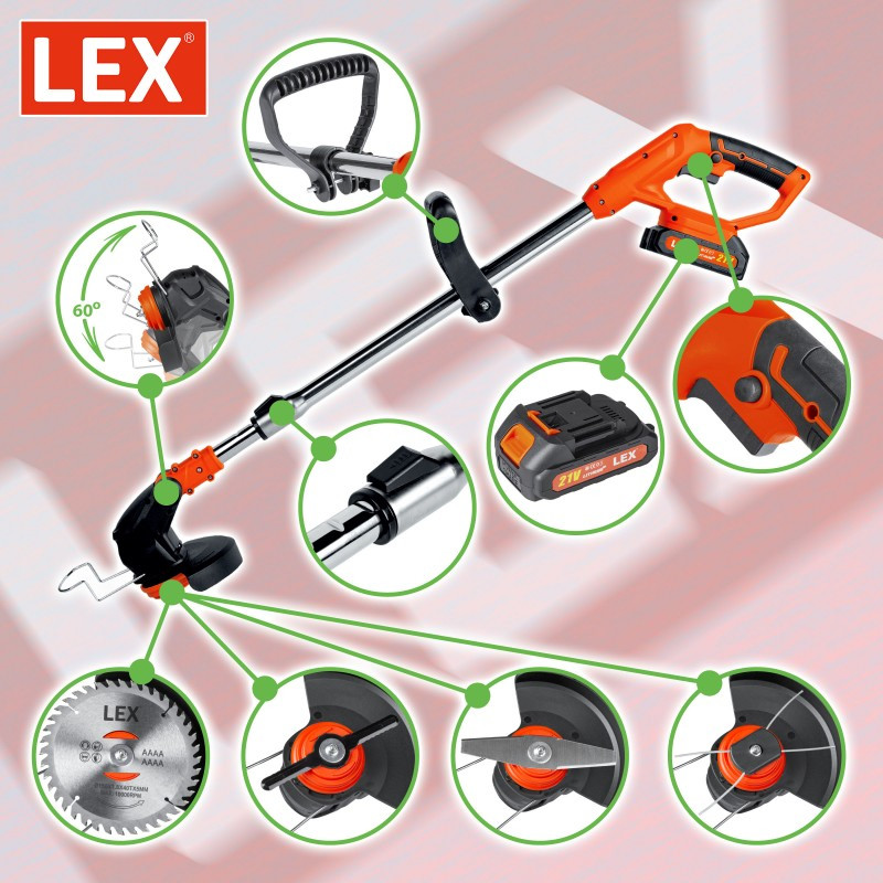 Акумуляторний тример і кущоріз Lex LXCGT2B-21V