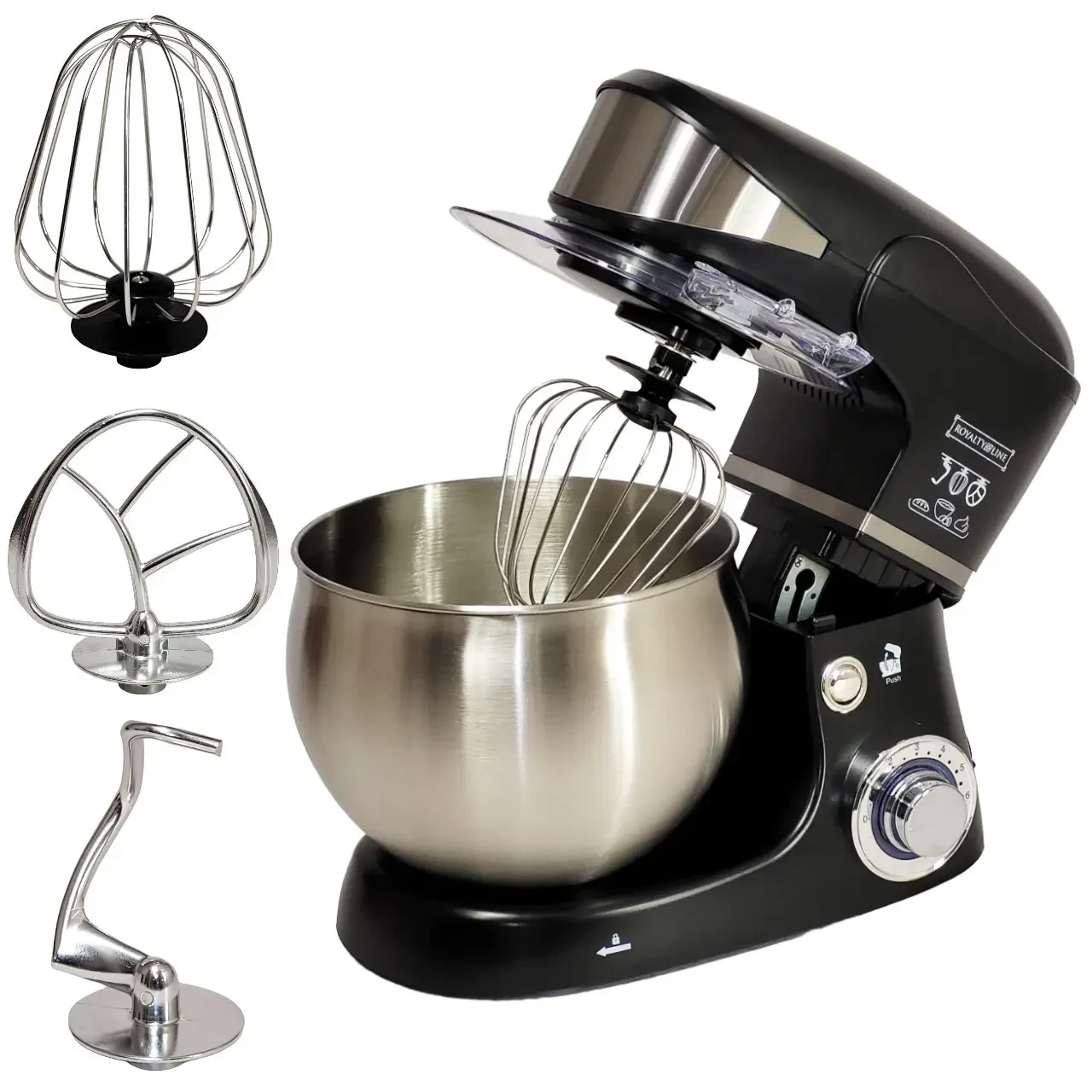 ТІСТОМІС МІКСЕР ПЛАНЕТАРНИЙ 6Л 1600ВТ ROYALTY LINE RL - РКМ-1600ВТ BLACK, фото 1