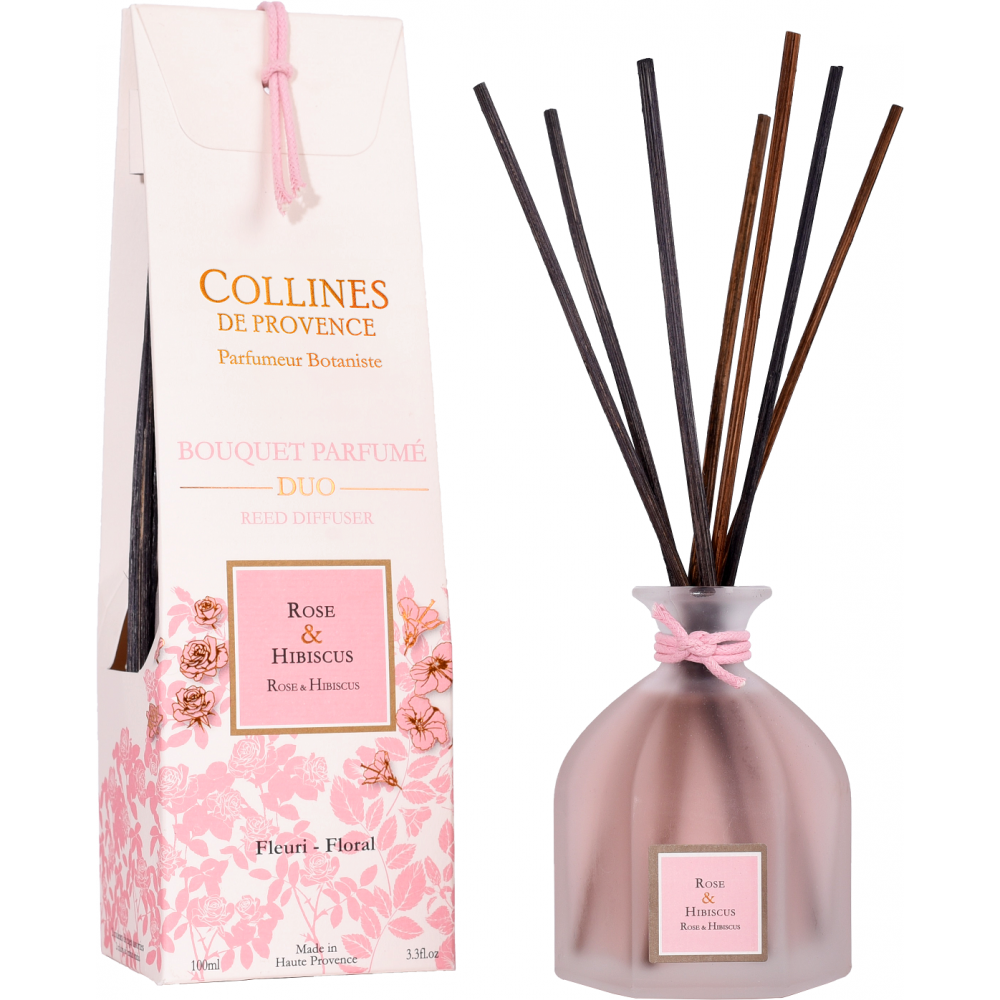Ароматизатор для дому, Rose & Hibiscus (Троянда та гібіскус) аромадифузор Collines de Provence, 100 мл