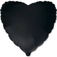 Фольгована кулька серце сатин чорний 18" Flexmetal