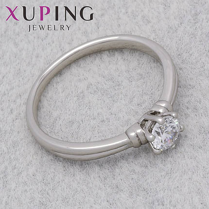 Кольцо серебристого цвета Xuping Jewelry медицинский сплав родий с переливающимся кристаллом ширина 2 мм, фото 1
