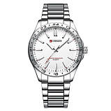 Чоловічий кварцовий годинник Curren 8452 Silver-White з металевим браслетом, фото 4