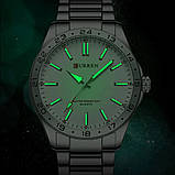 Чоловічий кварцовий годинник Curren 8452 Silver-White з металевим браслетом, фото 5