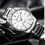 Чоловічий кварцовий годинник Curren 8452 Silver-White з металевим браслетом, фото 3