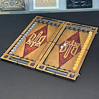 Нарди дерев'яні на подарунок Тризуб 48×24см з епоксидною смолою, фото 7