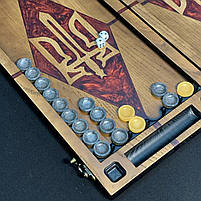 Нарди дерев'яні на подарунок Тризуб 48×24см з епоксидною смолою, фото 8