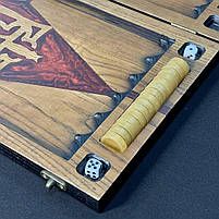 Нарди дерев'яні на подарунок Тризуб 48×24см з епоксидною смолою, фото 9