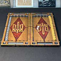 Нарди дерев'яні на подарунок Тризуб 48×24см з епоксидною смолою, фото 6