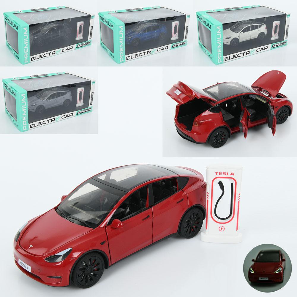 Машина AP-2001 АвтоСвіт, 1:24-28, метал, інерц, 18см, звук, світло, відчиняються двері/капот/багажник, заправка, на підставці, 5